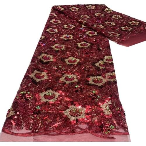 African Net Lace Fabric 2021 High Quality Lace Nigerian Wedding Lace Fabrics Sequins French Tulle Lace Material For Dress cd21-3