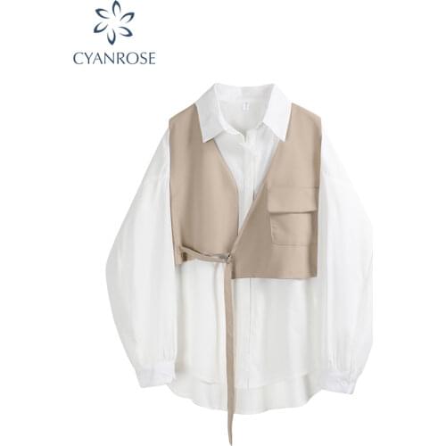 Woman Blouses 2020 Spring Autumn Fashion Vintage Design Korean Turn Down collar Cardigan Long Sleeve Loose Women Shirts Tops