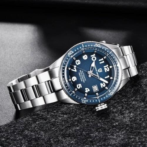 Mens Watches NEW PAGANI DESIGN Blue Steel Bracelet Top Brand Mechanical Sport Watch Men Business Wristwatch Waterproof Clock