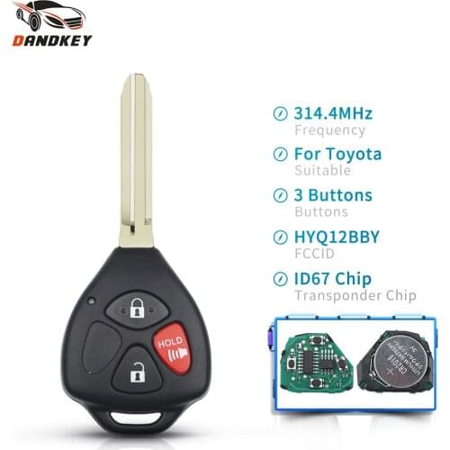 Dandkey For Toyota Camry Avalon Corolla Matrix RAV4 Venza Yaris 3/4 Button Fob Car Remote Key TOY43 HyQ12BBY 314.4 Mhz ID67 Chip