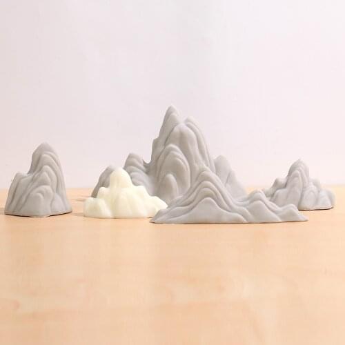 3D Silicone Mold Concrete Mountain Zen Garden Desktop Decoration Tools Handmade Cement Pen Holder Making Mould