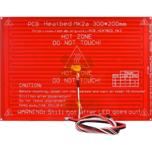 3D Printer Parts MK2A MK2B 300*200*2.0 RepRap RAMPS 1.4 Heatbed MK2A With Led Resistor And Cable For Mendel 3D Printer Hot Bed