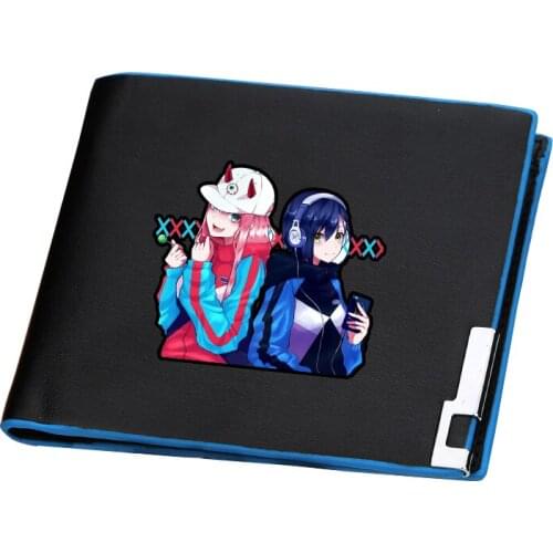 DARLING in the FRANXX Anime Short Wallet ZERO TWO Cartoon Money Bag Brand ID Card Holder Pu Leather Purses Boys Clutch Bag