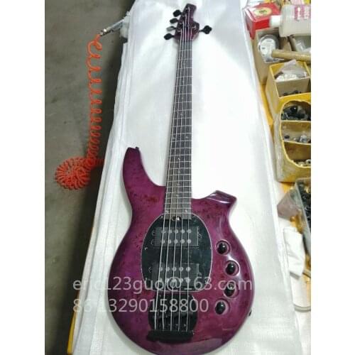 Electric Bass guitar M Bongo Purple color 5 Strings HH Active Pickups ACTIVE ELECTRONICS,customized,Paypal available!Bs-30