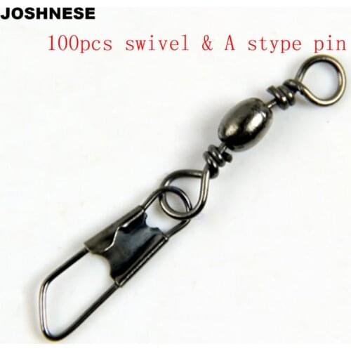 JOSHNESE 100Pcs/pack Brass Barrel Fishing Swivels Solid Rings Fishing Pin Line Connector with Interlock Snap Swivels Tackle Tool