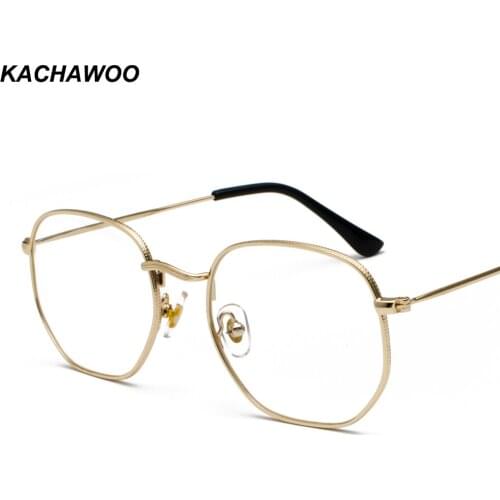 Kachawoo wholesale 6pcs square eyeglasses frame for women clear lens gold silver vintage eyewear frames men gift decoration