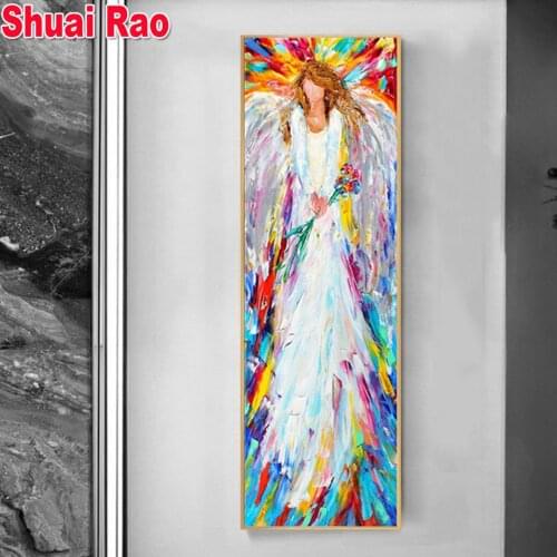 2022 Gift Abstract Girl Diamond Paintings 5d Pictures New Wall Art Big Size Angel for Living Room Home Decoration