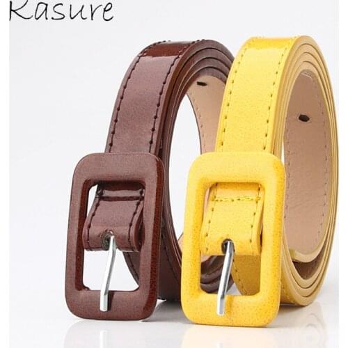 KASURE Womens Fashion Designer Jeans Belt With Hole Candy Color Spring Summer Colorful PU Leather Female Belts Dress Decoration