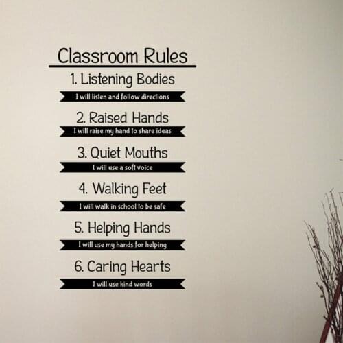Classroom Rules Wall Decals Education Study Learning Inspirational Quote Vinyl Sticker Motivational School Word Decor Mural S261