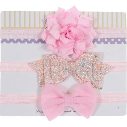 3pcs Baby Girls Headband Set Sequin Bow Knot Head Bandage Kids Head Wrap Flower Hair Bands Infant Clothing Accessories 13 Colors