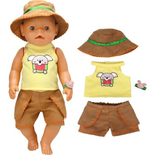 17 Inch Baby Doll Clothes Hat Set For Reborn Doll Summer Clothes Shorts Pants Toys Outfits