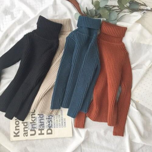 Korean Fashion New Boys and Girls Turtleneck Sweaters Baby Clothes Kids Knitting Clothing Toddlewr Cardigan Sweaters 2-7 Years