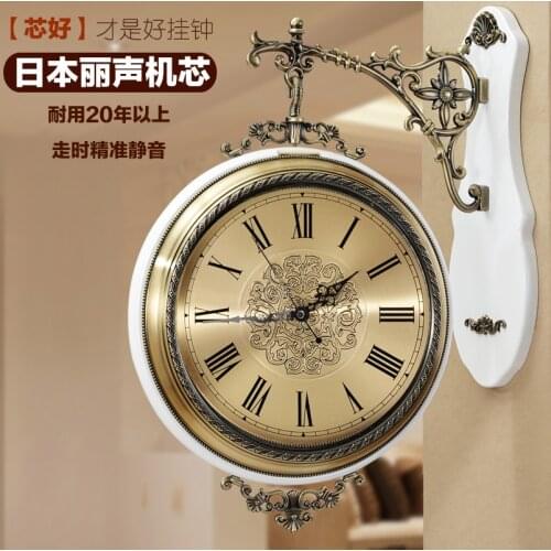 Nordic Vintage Wall Clock Modern Design Living Room Large Two Sided Wall Clock Kitchen Vintage Horloge Murale Home Decor JJ60WC