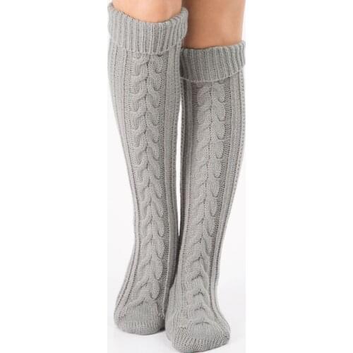 2018 New Pantyhose Woolen Leg Cover Footsteps Knitted Christmas Boots Over Knee High Quality Women Stockings 3pair/lot