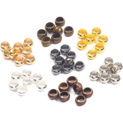 100-500pcs Dia 1.5-4mm Gold Silver Copper Ball Crimp End Fastener Stopper Spacer Beads For DIY Jewelry Making Findings Supplies