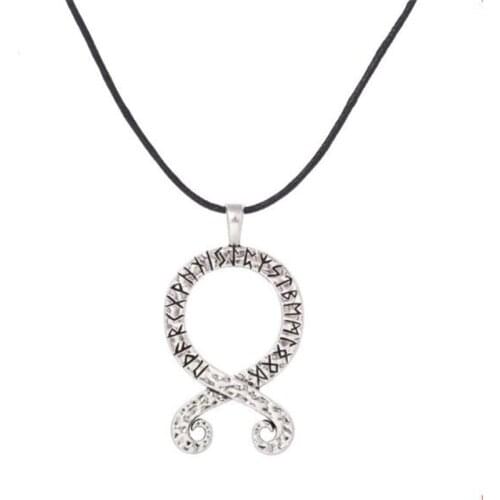 Women Men Pendant Necklace Viking Jewelry Ribbon Shape Special Runes Rope Chain Solomon Feeling Zinc Alloy Dropshipping