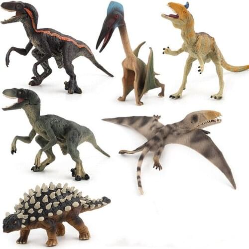 Realistic Wild Dinosaurs Cryolophosaurus Pterosaur Velociraptor Saichania Model Action Figure Children Toys Collectible Doll