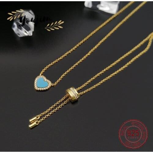 S925 Sterling Silver Blue Love Clavicle Necklace New Monaco Jewelry