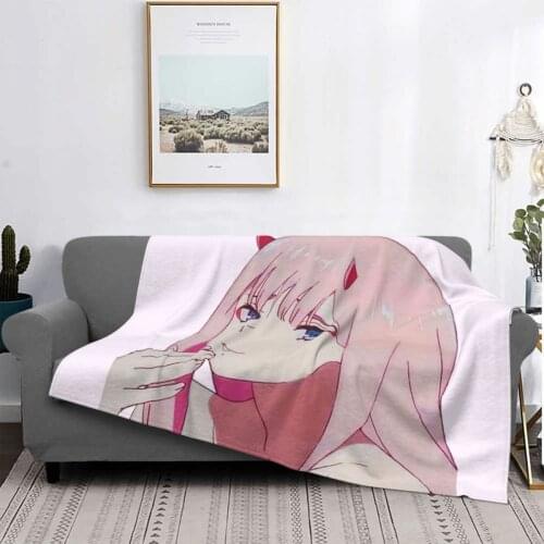 Zero Two Darling In The Franxx Blankets Flannel Summer Manga Ultra-Soft Throw Blanket for Sofa Outdoor Plush Thin Quilt