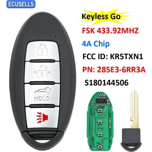 Keyless-go Smart Car Key ( SUV ) FSK 433.92Mhz 4A Chip For Nissan X-Trail 2021 FCC ID: KR5TXN1 P/N: 285E3-6RR3A / S180144506