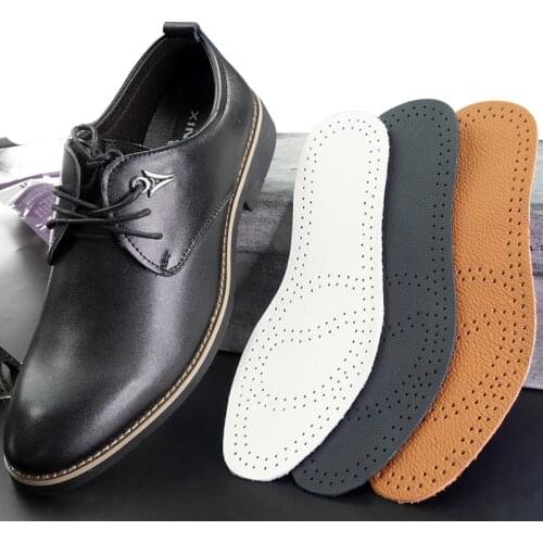 V First Layer Cowhide Leather Insoles, Massage Shock Absorption Deodorant Breathable Insoles, Latex High Elastic Sports Insoles