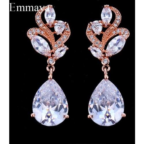 Emmaya Trendy Sliver Color Earrings High Quality Cubic Zircon Earrings Women Wedding Jewelry Gift Party