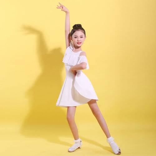 2021 Spandex Girls Latin Dresses For Dancing Ballroom Dance Dress Rumba Samba Children Samba Cha Cha Tango Skirt Standard Salsa