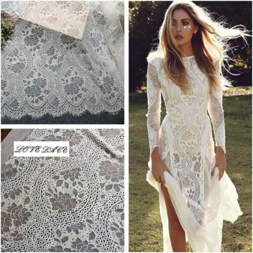 3 M/Lot French Eyelash lace fabric 150cm white black lace clothes wedding dress DIY background home decor accessories