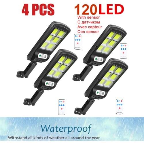 4pcs tabular oblong 120 LED Solar Power PIR Motion Sensor Flood Wall Light Waterproof Outdoor Indoor Garden Security Solar Lamp
