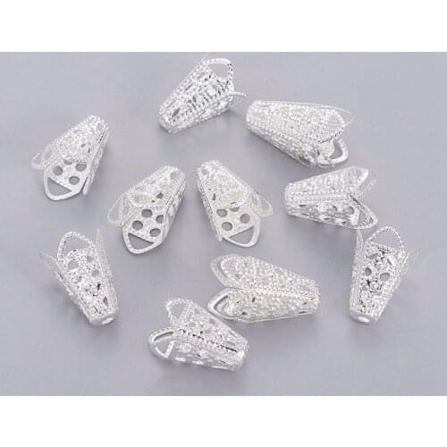 500pcs Iron Bead Caps Flower Shape Silver Color Handmade Jewelry DIY Earring Making Accessories