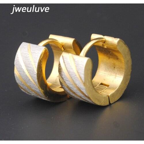AMUMIU Gold Color Stud Earrings 316L stainless steel Jewellery Men Wholesale Punk Rock Hit Hop High Quality KE005