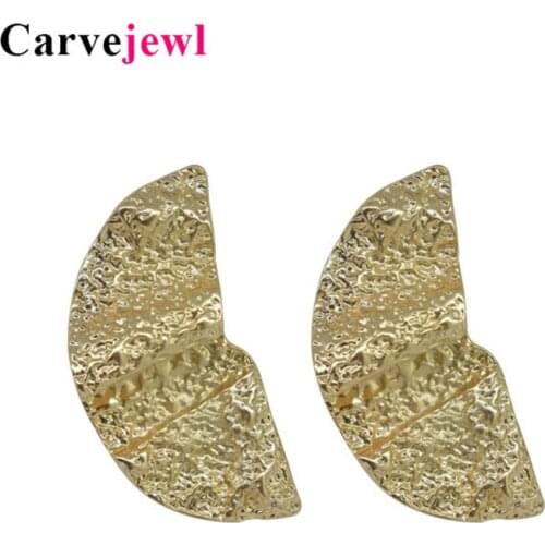 Carvejewl big stud earrings semicircle stud earrings for women jewelry hammered surface girl gift simple personality new style