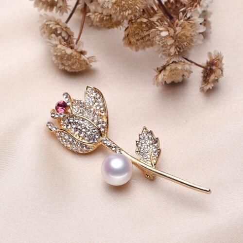 DIY Flower Brooch Pin Mountings Base Findings Accessories Jewelry Settings Parts Mounts for Pearls Jade Crystals Agate Coral