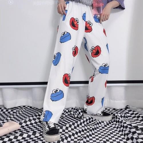 Harajuku Cartoon Printing Kids Lovely Loose Leisure Student Girls Summer Straight Trousers pant