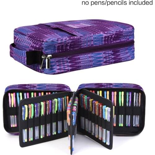 Pencil Case Holder Slot - Holds 202 Colored Pencils or 136 Gel Pens with Zipper Closure Perfect Gift for Beginner and Artist