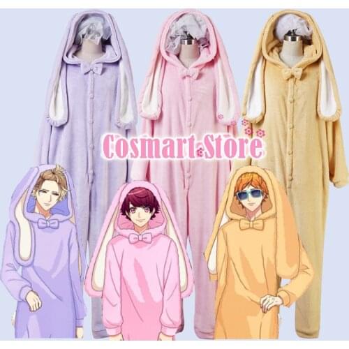 [Flannel Sleepcoat]Game A3!T[Flannel Seam Spring nightgown Sleeper Suits Kawaii Soft Rabbit 3 colors Winter House Wear free ship