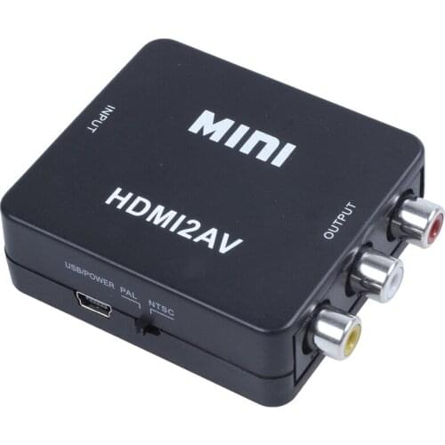 MINI HDMI to 3RCA CVBS Composite Video AV Converter Adapter TV VHS VCR DVD Black