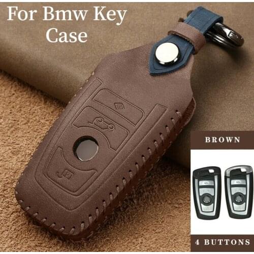 Retro Leather Car Smart Key Fob Case SKin Cover For BMW 3 4 5 Series 320i 530i 550i F20 F21 F30 F31 F25 F01 F02 With Keychain