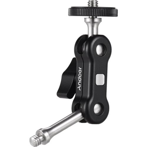 Andoer Multi-functional Dual Ball Head Mount Adapter Aluminum Alloy with 1/4 Inch Screws for Mounting Video Monitor LED Light