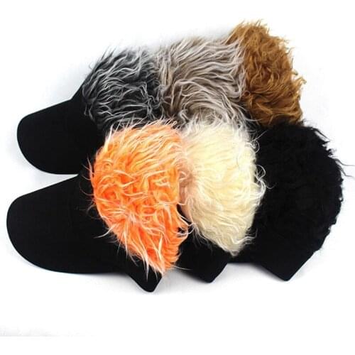Mens Fashion Hair Sun Visor Caps With Fake Hair Wig Hip Pop Unisex Baseball Hat Cap Unisex Cotton Sport Hats