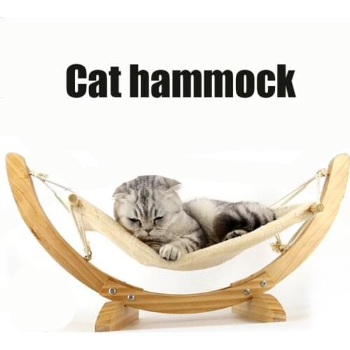 Factory Direct Pet Supplies Solid Wood Bed House Cat Dog Swing Hammock With Cushion
