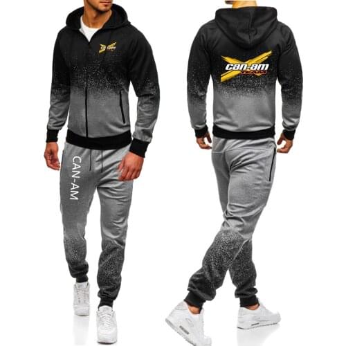 2021 New Leisure CAN-AM BRP Logo 2 Pieces Sets Tracksuit Men Hooded Sweatshirt+pants Hoodie Sportwear Casual Suit