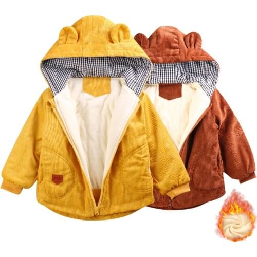 Autumn and winter childrens hooded Plush jacket coat 2020 new boys and girls' extra heavy coat baby girls cotton padded jacket