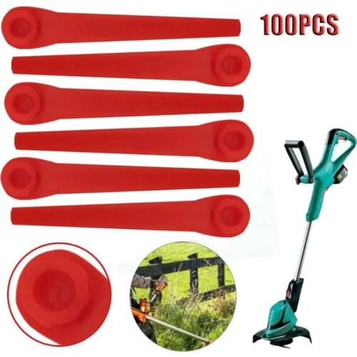 100Pcs Plastic Grass Trimmer Blades Replacement Lawn Mower Blade Garden Tool N1HF