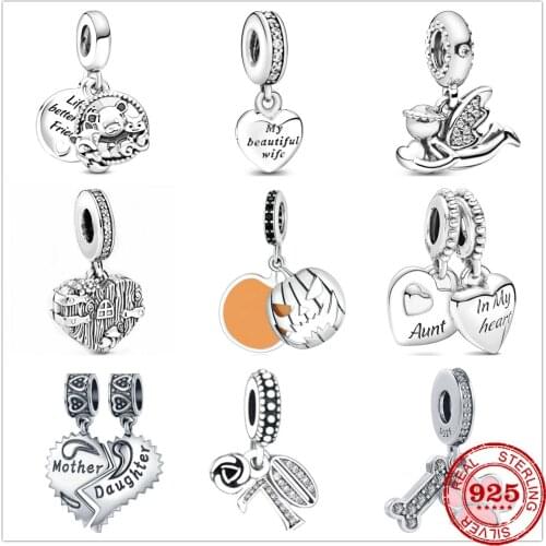 Fit Original Pulseira Pandora Charms Bracelet 925 Sterling Beads angel of love beautiful wife For Women Jewelry Making Berloque