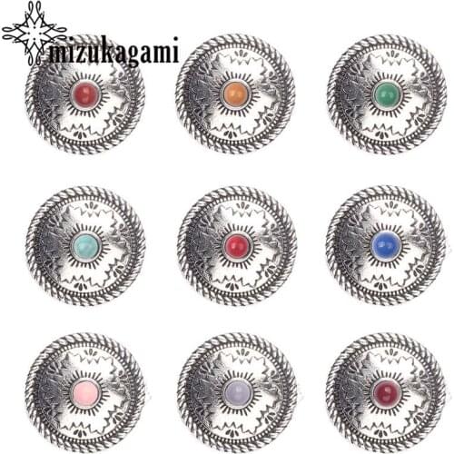Zinc Alloy Retro Flowers Concho Buttons Charms Pendants 3pcs/lot 30MM DIY Jewelry Accessories