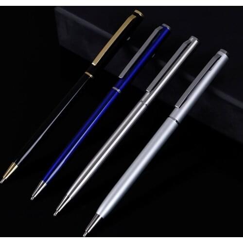 Luxury Metal Ballpoint Pen 1mm Black Ink Gel Pen Office Writing Stationery Gift