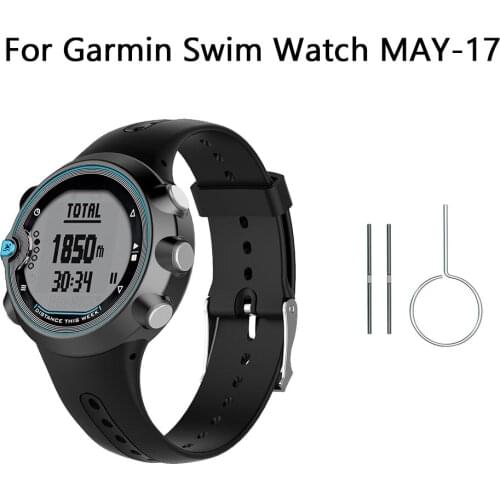 Silicone Watchband Band For Garmin Swim Watch MAY-17 Smart Watch Wristband Band Strap Bracelet Waterproof With Tools