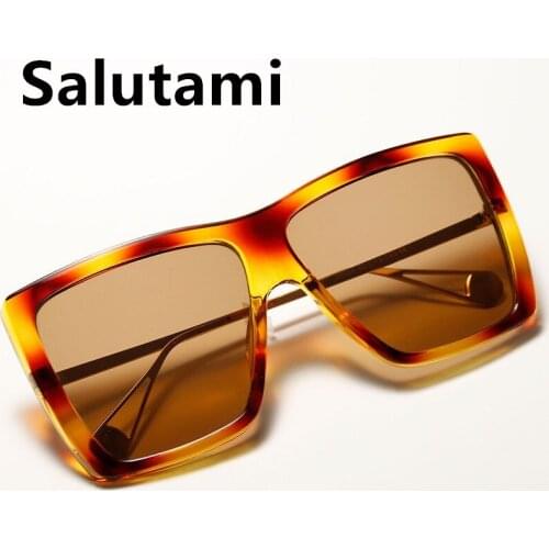 2020 New Fashion Leopard Print Frame Square Sunglasses For Women Vintage Oversized Sun Glasses Men Metal Hip Hop Shades Black