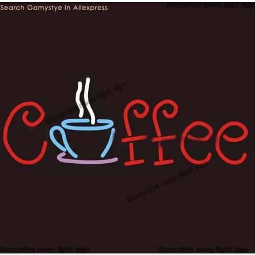 COFFEE Glass lamp tube Neon light sign aesthetic Wall room decor Cute decoration teenager led indie